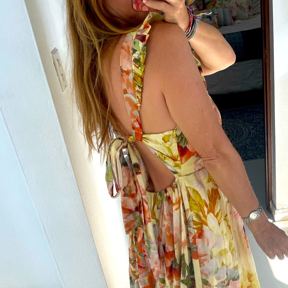Anthro Maeve Floral Tie Back Maxi Dress - Picture 6 of 9